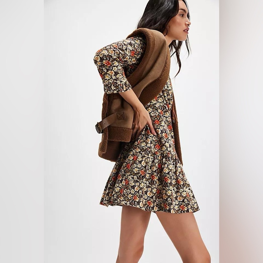 Free People Avenue Mini Dress Floral Black XS - Picture 5 of 8